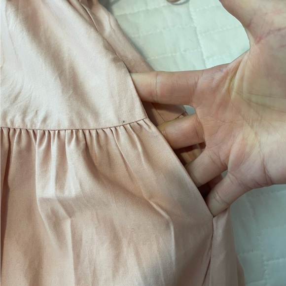 En Saison Poplin Cotton Midi Dress Puff Sleeves Tiered Shirred Sz XS Boho Pink - Picture 14 of 16